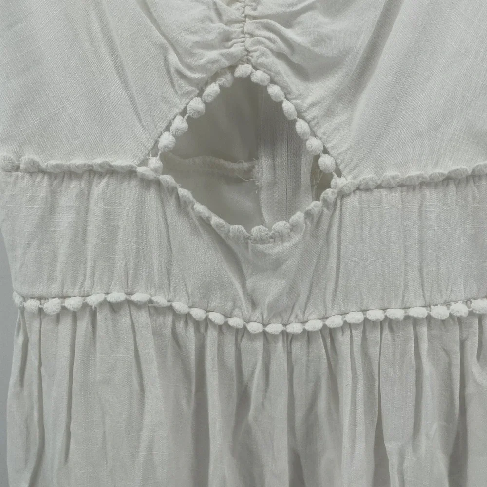 Cottagecore Mini Dress Women Small White Beachy Coastal‎ Sundress Graduation